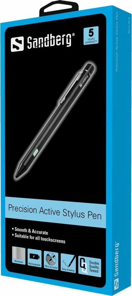 Rysik aktiv Sandberg Precision Active Stylus 4096 nivele presioni, maje 1.5 mm, Micro USB, i zi, set me kabllo
