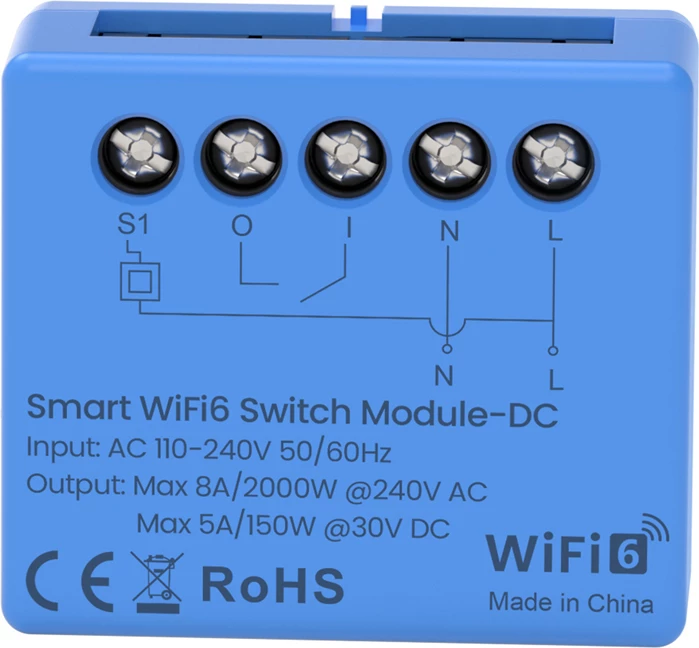 Modul switch smart Avatto WSM20DC Wi‑Fi 6, relé pa potencial, 8A/2000W