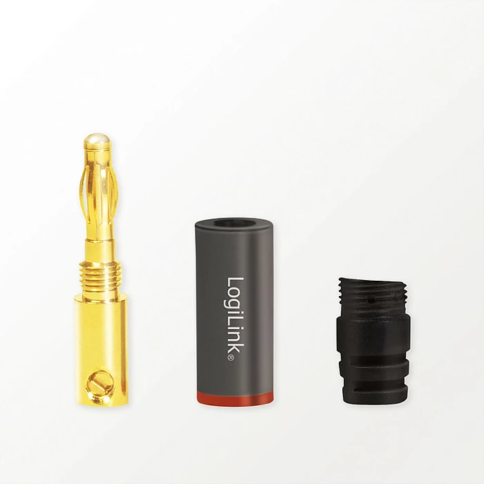 Konektor banana audio LogiLink, për montim vetjak, 4 copë, ari/zi