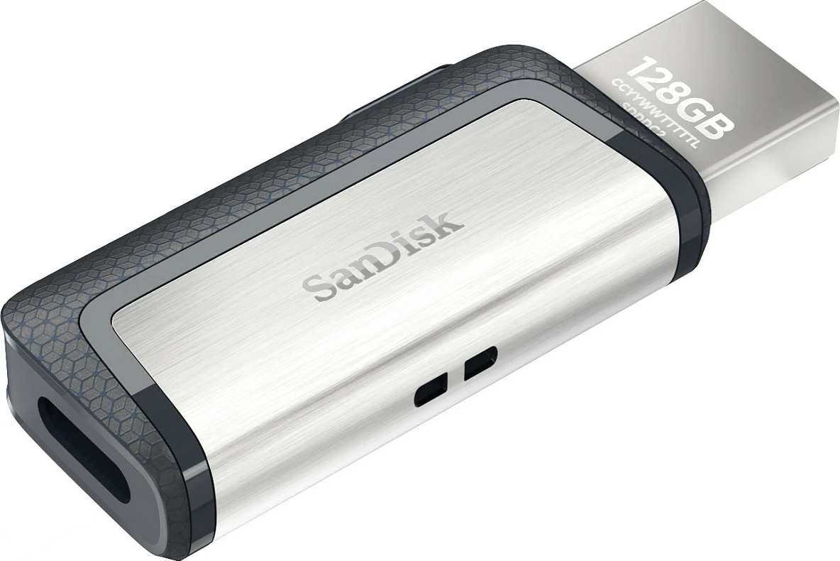 USB flash SanDisk Ultra Dual Drive, 128GB, USB Type-A/Type-C, e zezë/argjendtë