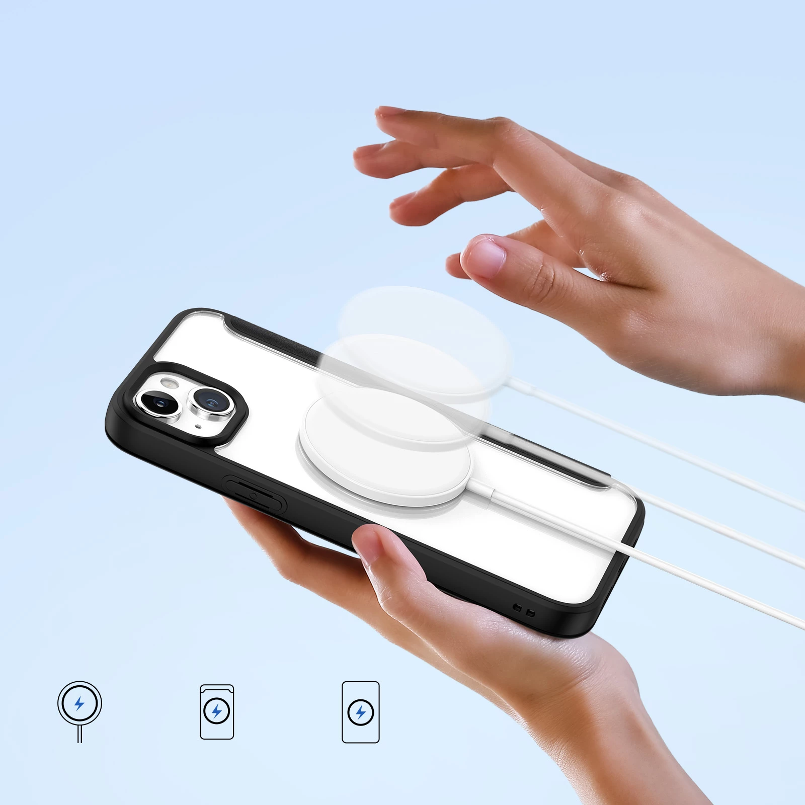 Mbështjellës me kapak magnetik MagSafe, Dux Ducis, Skin X Pro, për iPhone 15, me qëndrim dhe xhepa për karta/portofol, e zezë