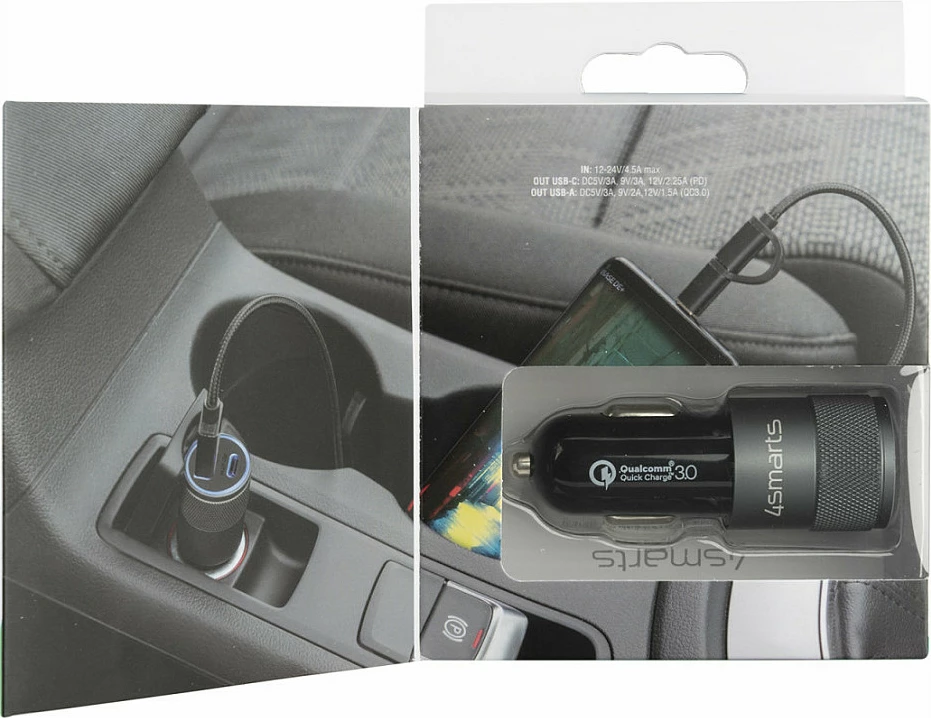 Karikues auto 4smarts 464448, 12 V, 3 A, i zi