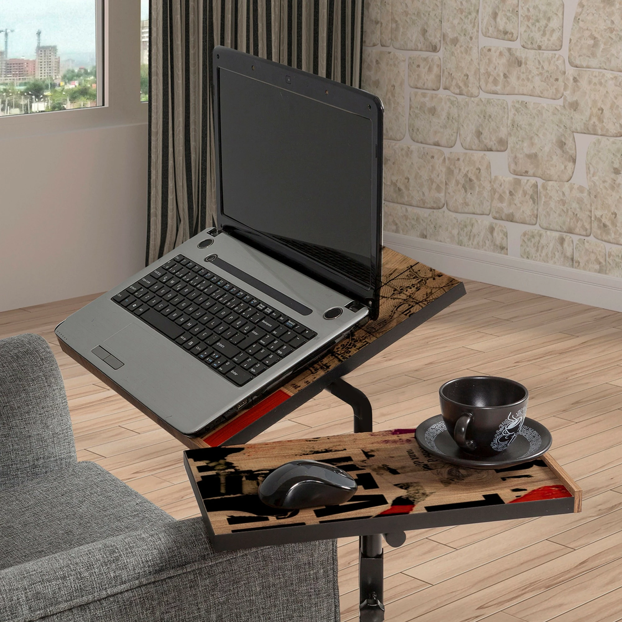Tavolinë qëndrimi për laptop, Hanah Home Glen 766, ngjyrë Atlantic Pine dhe e zezë