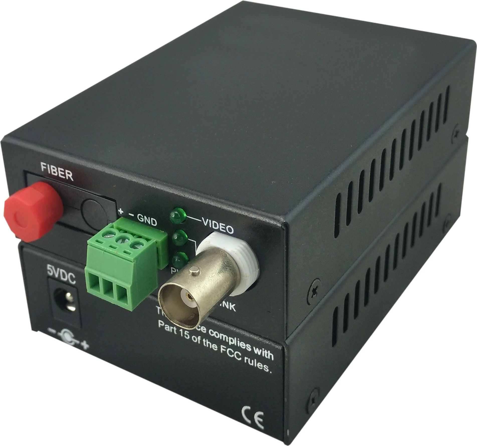 Transmetues AV LevelOne 1-Channel BNC mbi Fibër Optike, 20km, i zi