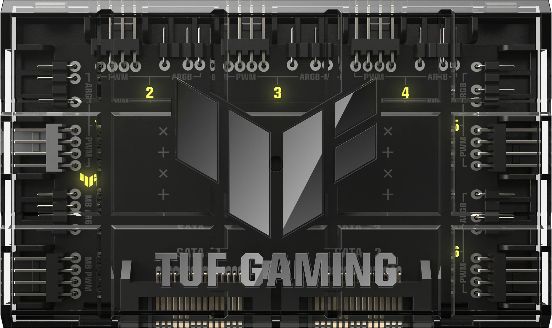 Hub ventilatorësh ASUS TUF Gaming ARGB PWM, SATA, 4-pin, i zi