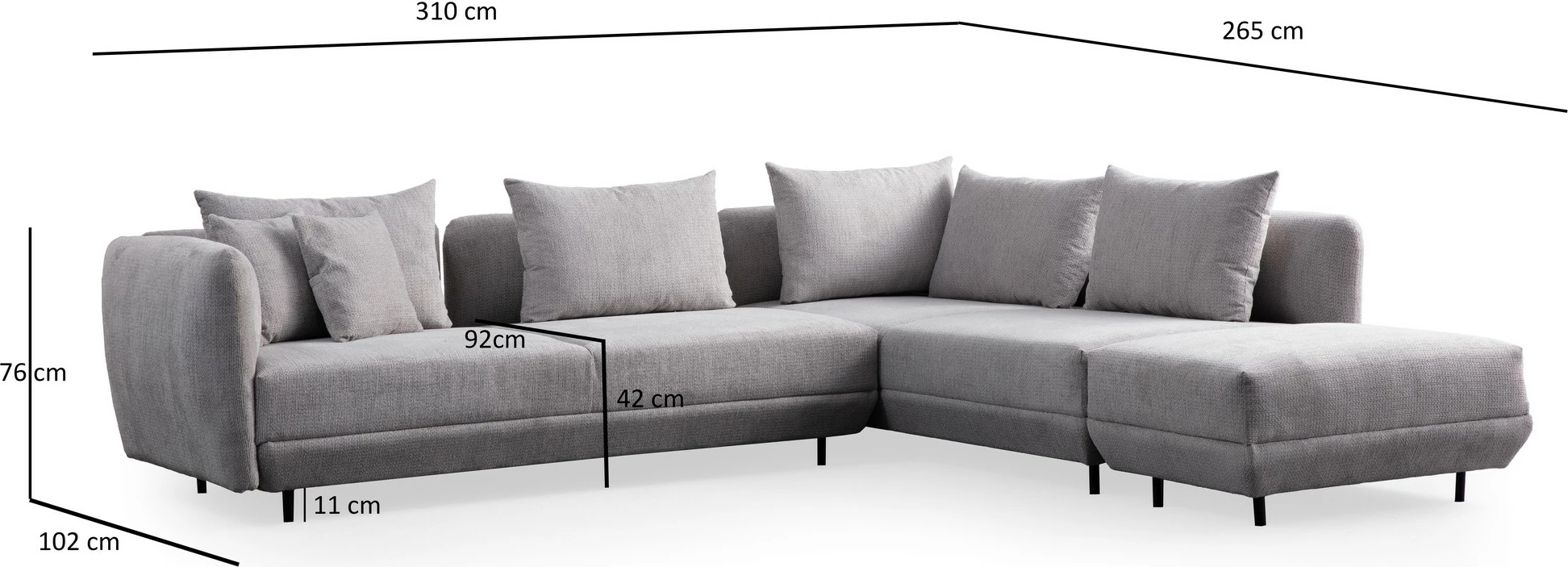 Këndare Floransa, ngjyrë gri e çelët, Atelier del Sofa
