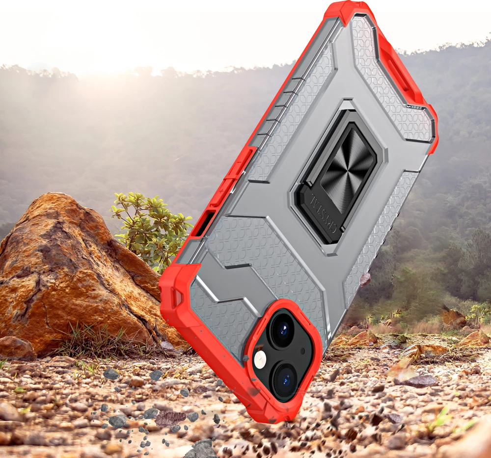 Mbështjellës Hurtel Crystal Ring Case për iPhone 12 mini, me këmbalec, Kuqe