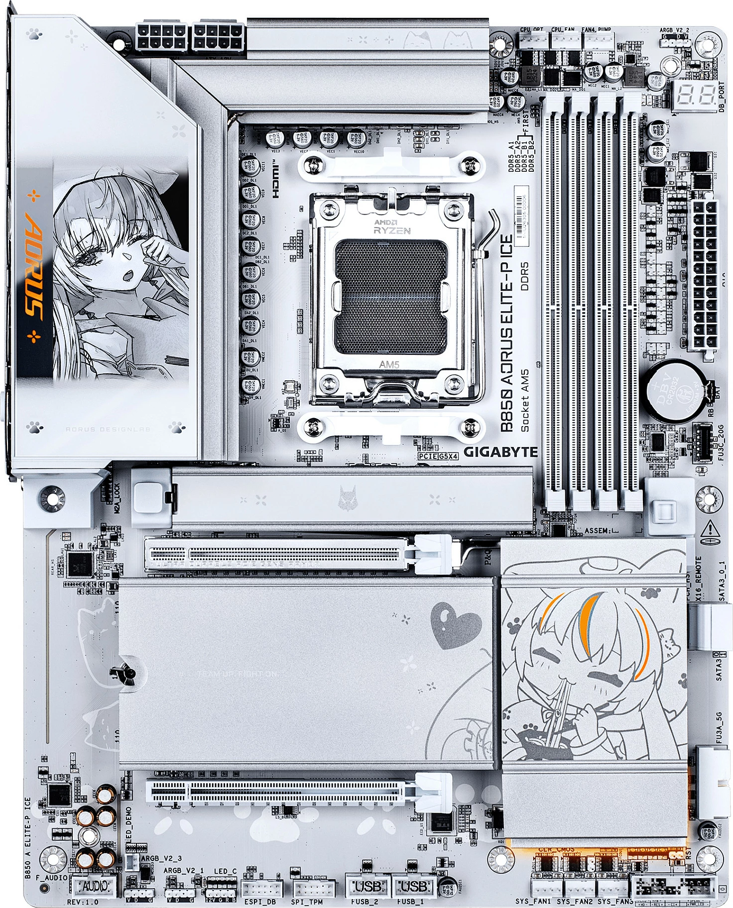 Pllakë amë Gigabyte B850 AORUS ELITE-P ICE, Socket AM5, 4xDDR5, HDMI, e bardhë