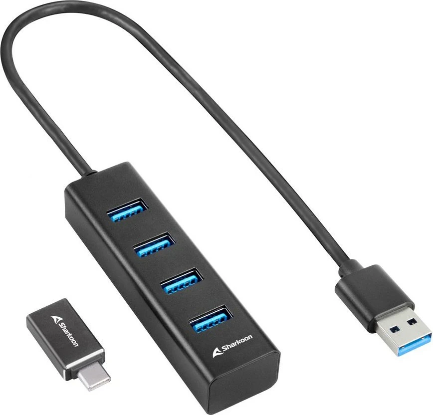 USB hub Sharkoon 4-Port, USB 3.2 Gen 1, alumini, i zi
