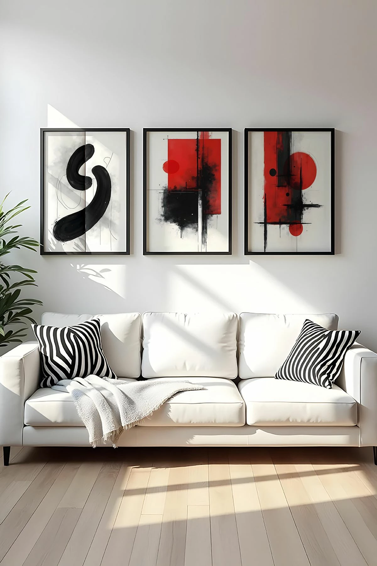 Pikturë dekorative me kornizë MDF (3 copë), Wallity, Huhu444, 50x35cm
