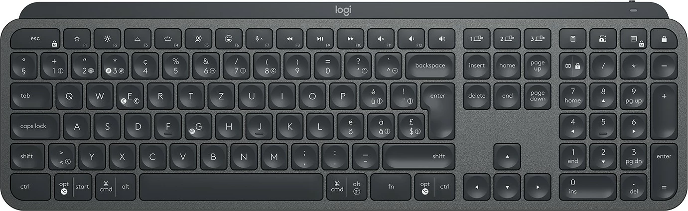 Tastierë Logitech MX Master Keys për Biznes, Full-size, Wireless, Bluetooth, Grafit