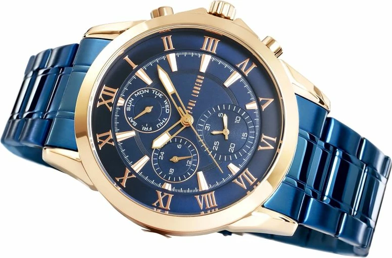 Orë dore për meshkuj Paul Lorens, bakri/navy blue