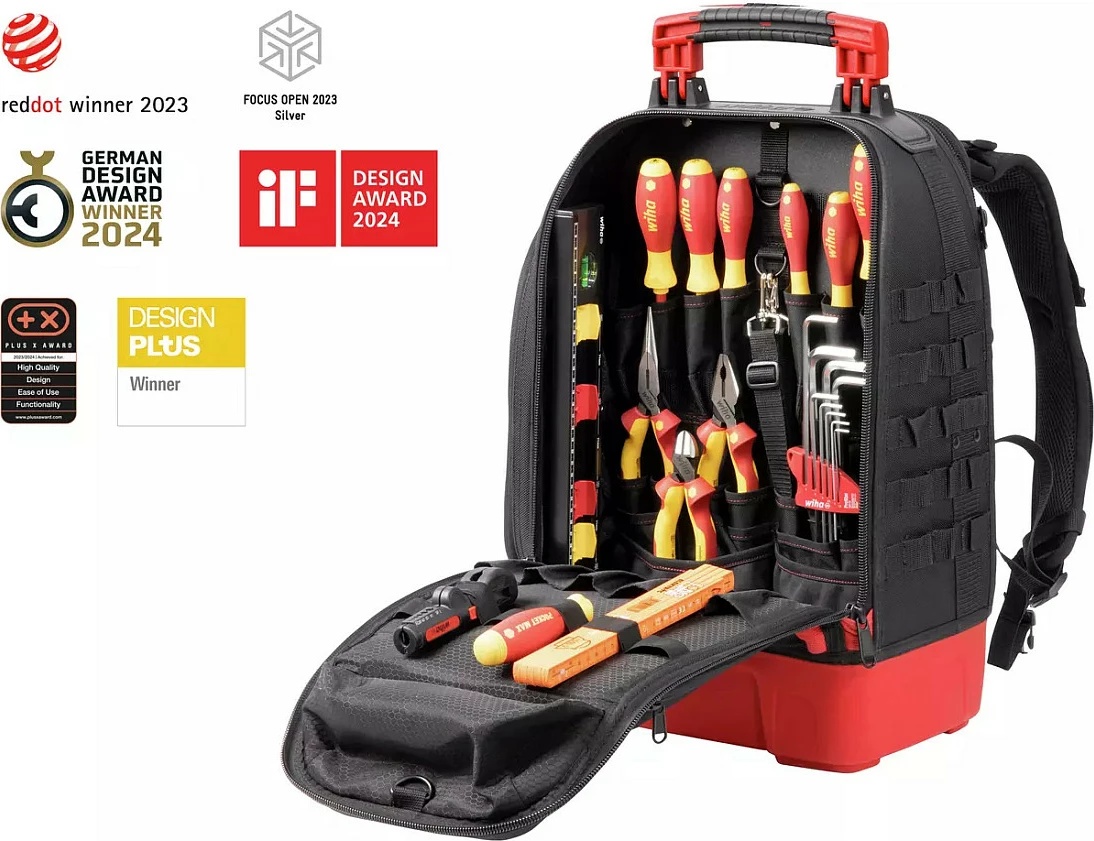 Çantë shpine për vegla Wiha Werkzeugrucksack Electric, e zezë/kuqe