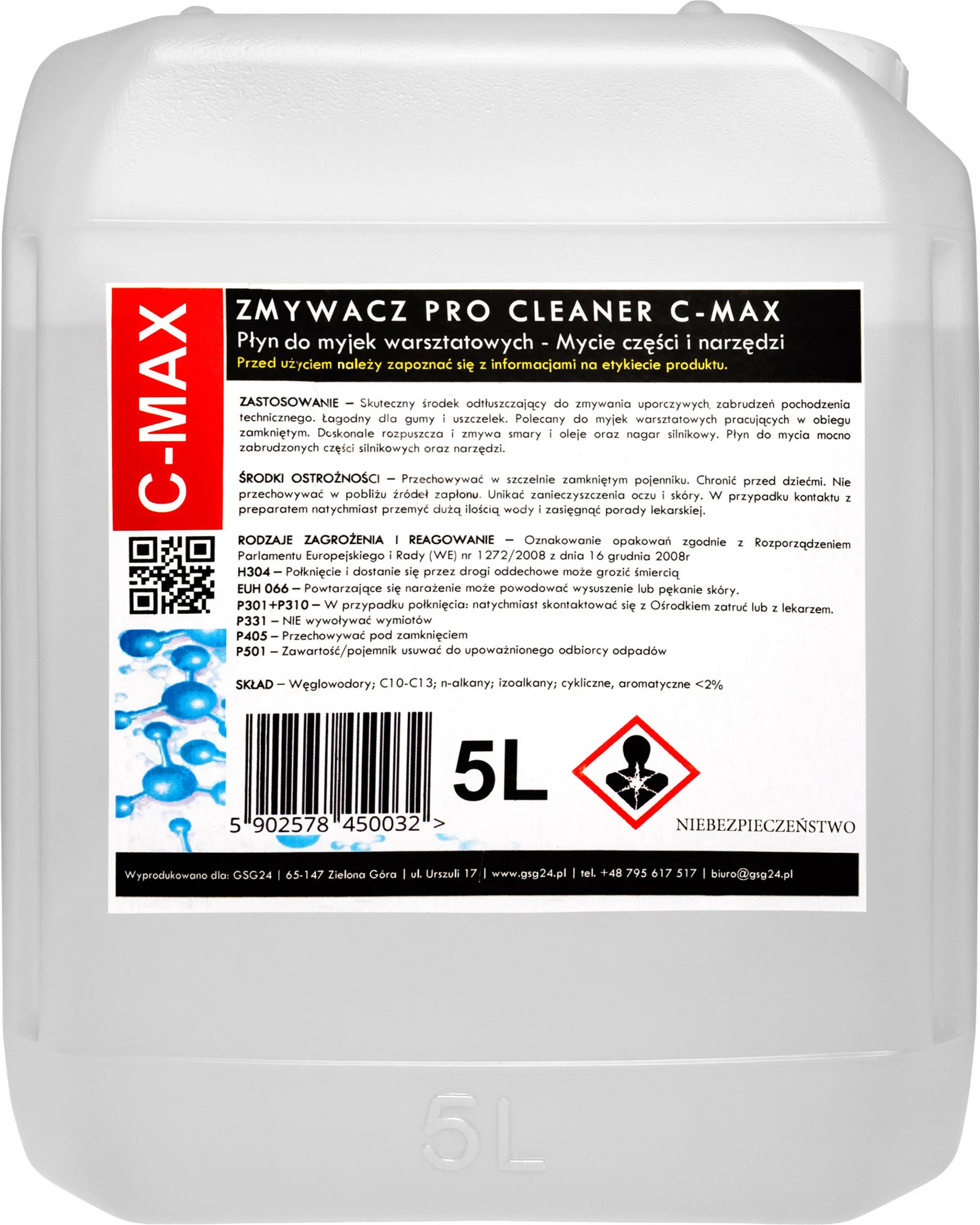 Lëng pastrues profesional GSG24 PRO CLEANER C-MAX 5L për lavatriçe pune, 5 litra