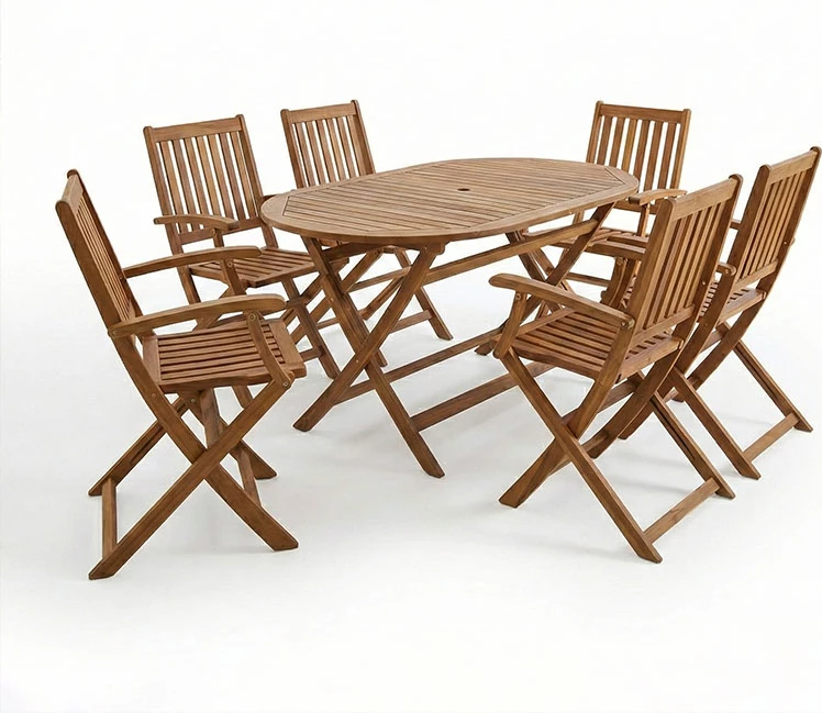 Set tavoline me karrige për terasë Joter-Falov, dru akacie natyrale, 130x80x72cm, 7 pjesë