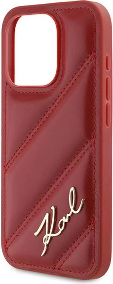 Mbështjellës Karl Lagerfeld Diagonal Quilted Script për iPhone 15 Pro, Kuq