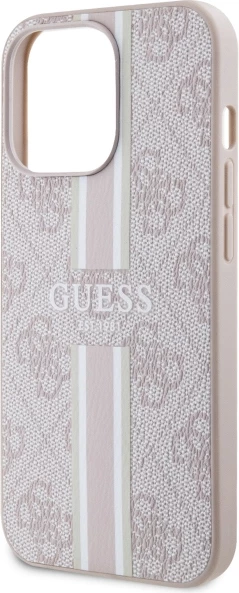 Mbështjellës Guess GUHMP13LP4RPSP për iPhone 13 Pro/13 6.1", 4G Printed Stripes MagSafe, Rozë