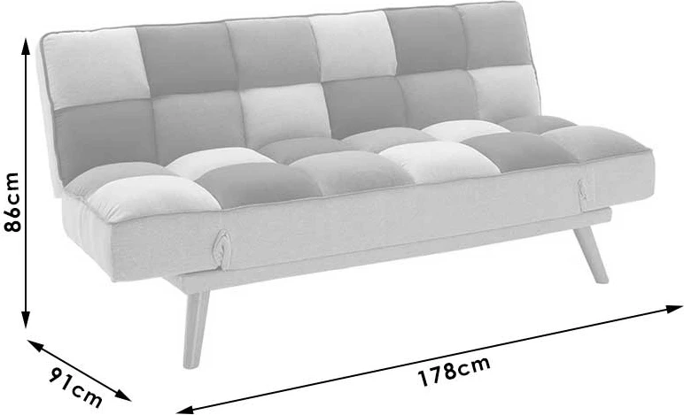 Divan treshe Andy, shtrat, material shumëngjyrësh, 177x91x86cm