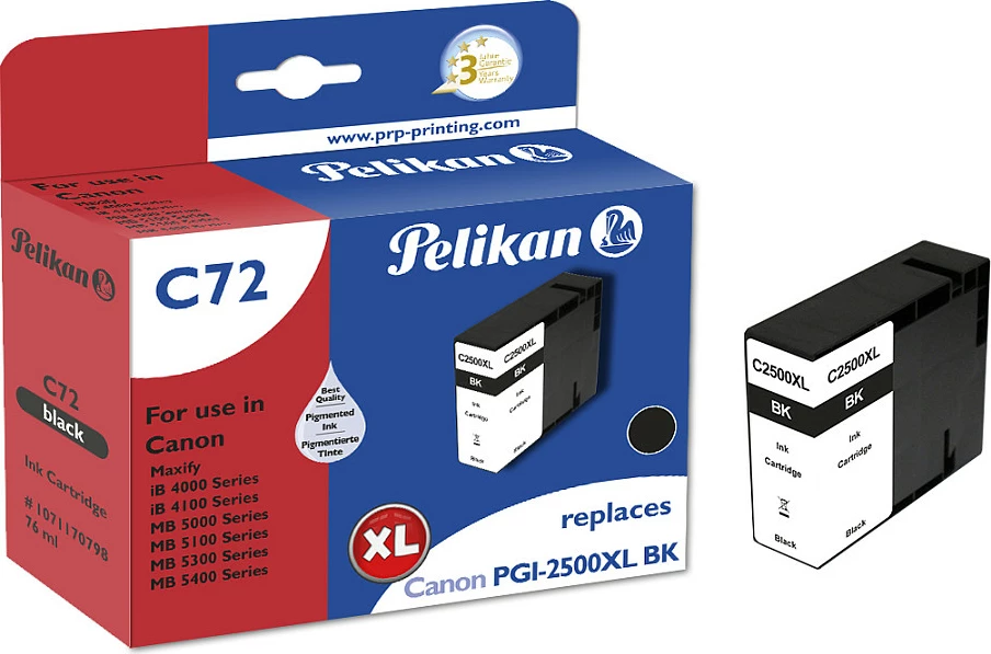 Kartrix boje Pelikan C72, zëvendësim Canon PGI-2500XL BK, XL, e zezë