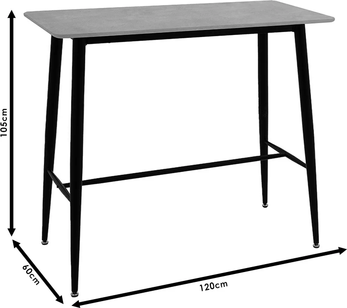 Tavolinë për bar Harriet, MDF e bardhë-e zezë, 120x60x105cm