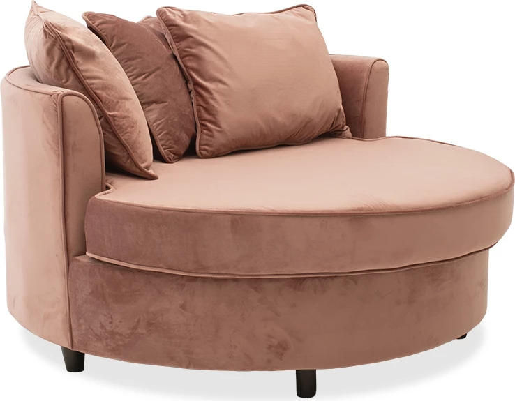 Fotel-sofë rrethore, kadife, ngjyrë mollë e kalbur, 123x120x85cm