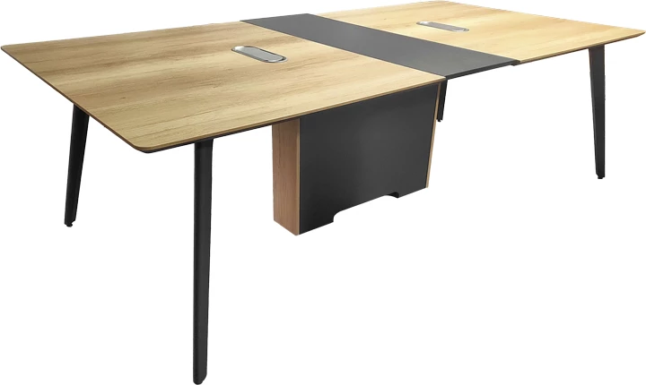 Tavolinë takimesh profesionale Denith, ngjyrë gri e errët-natyrale, 240x120x75cm