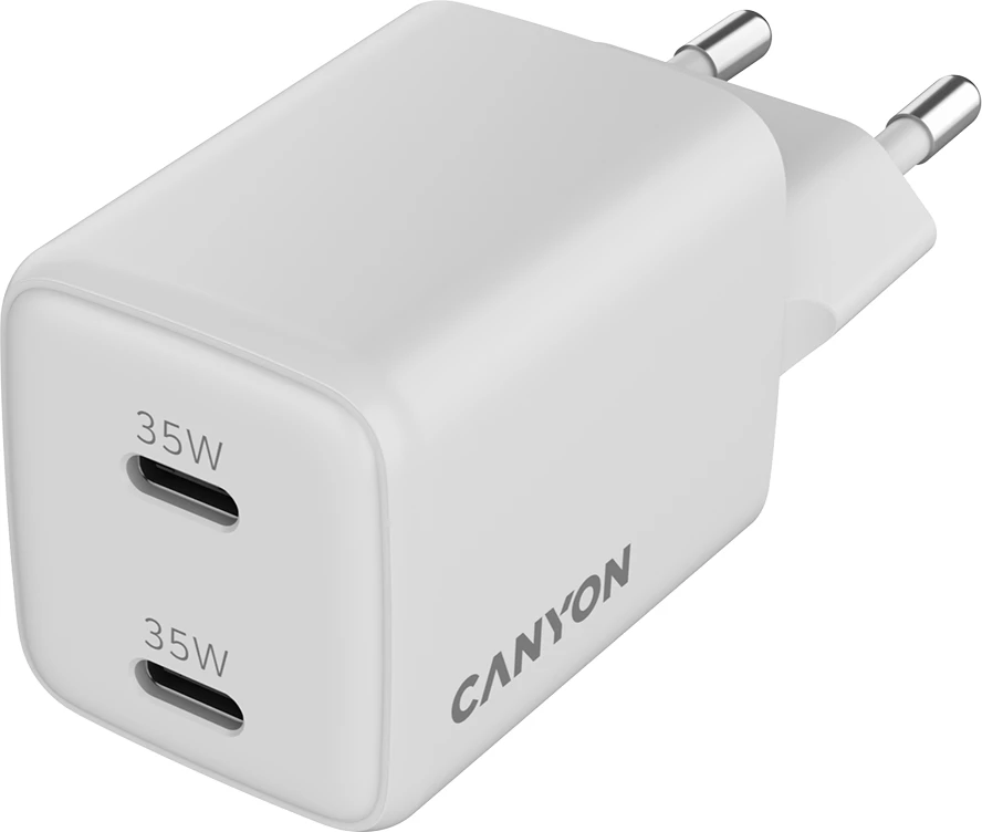 Karikues CANYON CU35CC 35W GaN 2x USB-C PD/PPS, EU, i bardhë