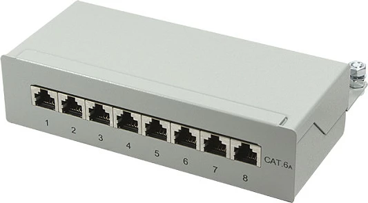 Patch panel LogiLink Cat6A STP, 8 porta, desktop, gri