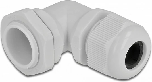 Glandë kabllo DeLOCK PG16 90°, IP68, për kabllo 10–14 mm, gri