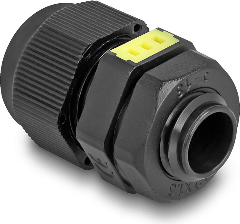 Glandë për kabllo DeLOCK M12 IP68 me ventilim, 3-6.5 mm, 2 copë, e zezë