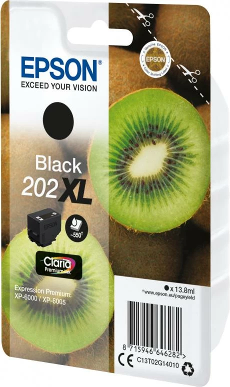 Patron boje Epson 202XL (C13T02G14010), Claria Premium, XL, 13.8 ml, ≈550 faqe, e zezë