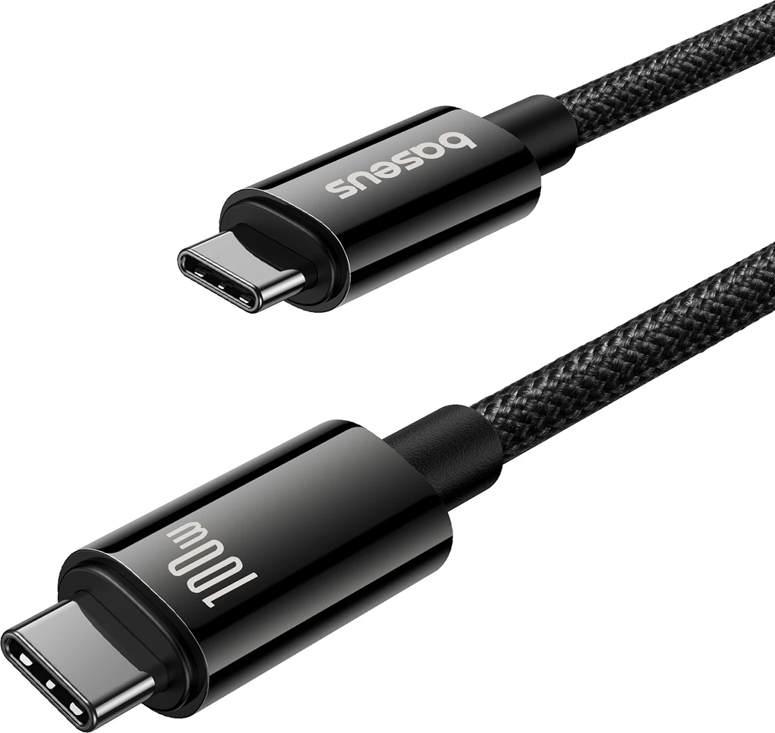 Kabllo USB-C në USB-C Baseus Tungsten Gold, 1.5m, 100W, 4K 60Hz, e zezë