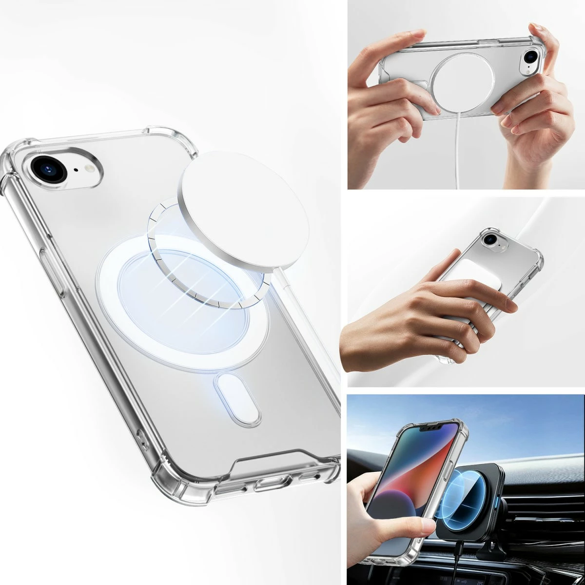 Mbështjellës 4smarts për iPhone SE 4.Gen, MagSafe, transparent