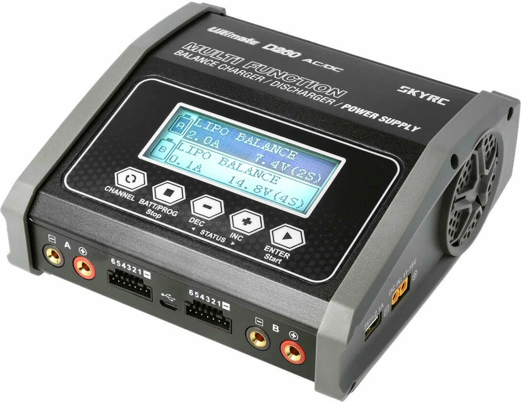 Karikues SkyRC D260, 2 kanale, 260 W, LiPo/LiFe/LiIon/LiHV/NiMH/NiCd/PB, i zi