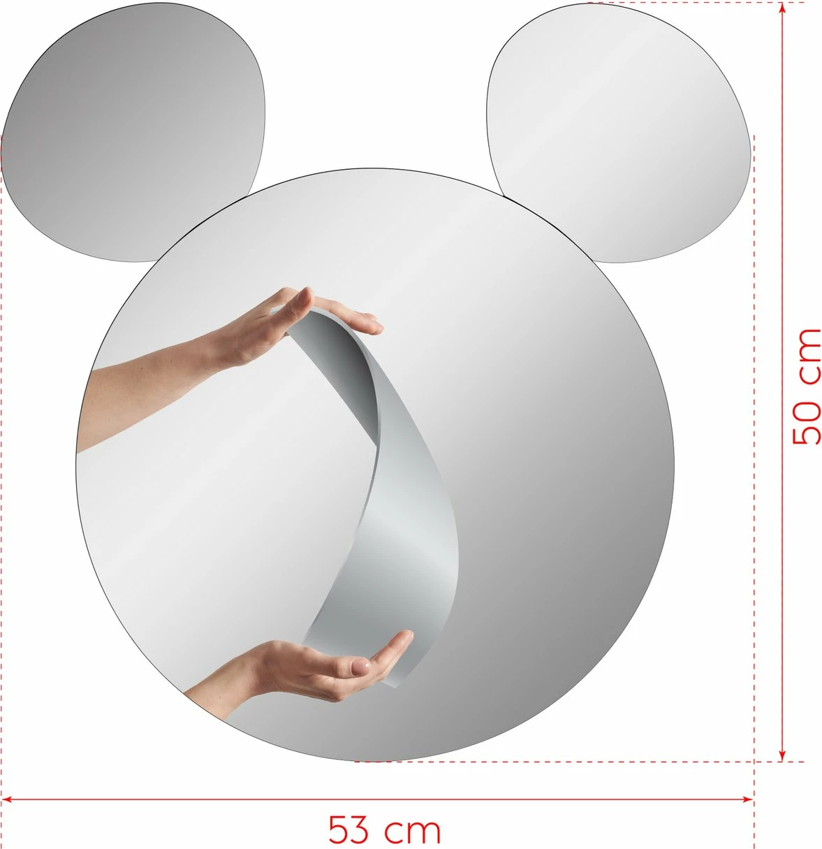 Pasqyrë dekorative, formë Mickey, ngjyrë argjendi, 3 copë