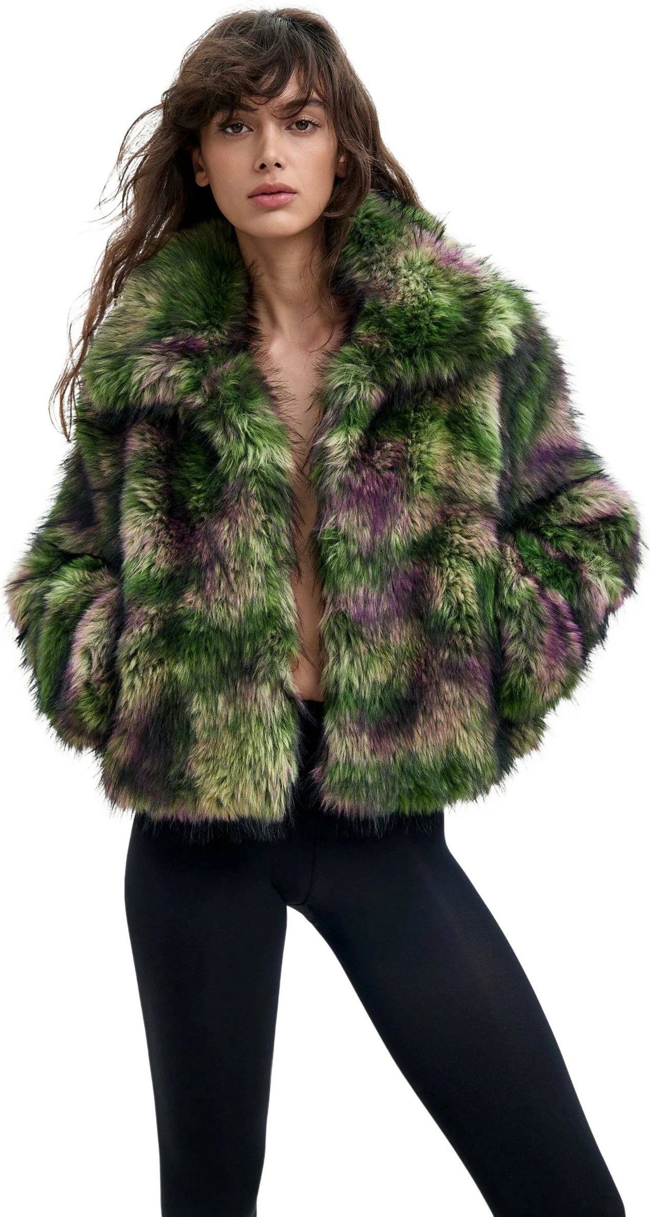 Jakne për femra Desigual FAKE FUR_CAMOMILLE_LA 26WWEW02, e gjelbër
