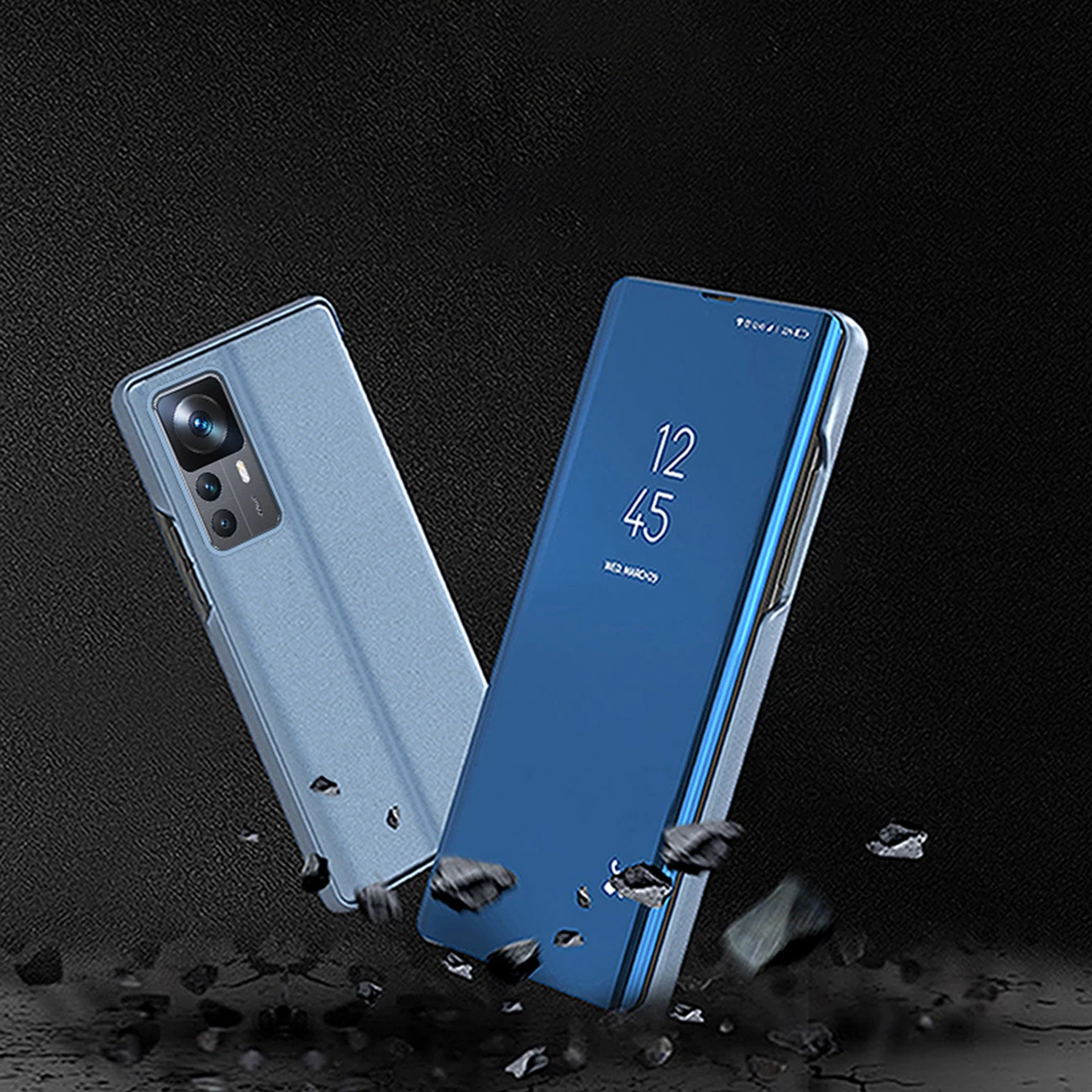 Mbështjellës Hurtel Clear View Case për Xiaomi 12T / 12T Pro, me kapak, i zi