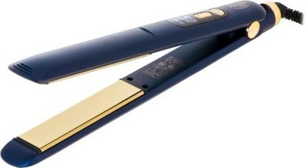 Drejtues flokësh Adler AD 2328, pllaka titan 25x110 mm, 150–230°C, 50 W, ngrohje e shpejtë, ekran LED, kabllo 360°, Gold/Navy blue