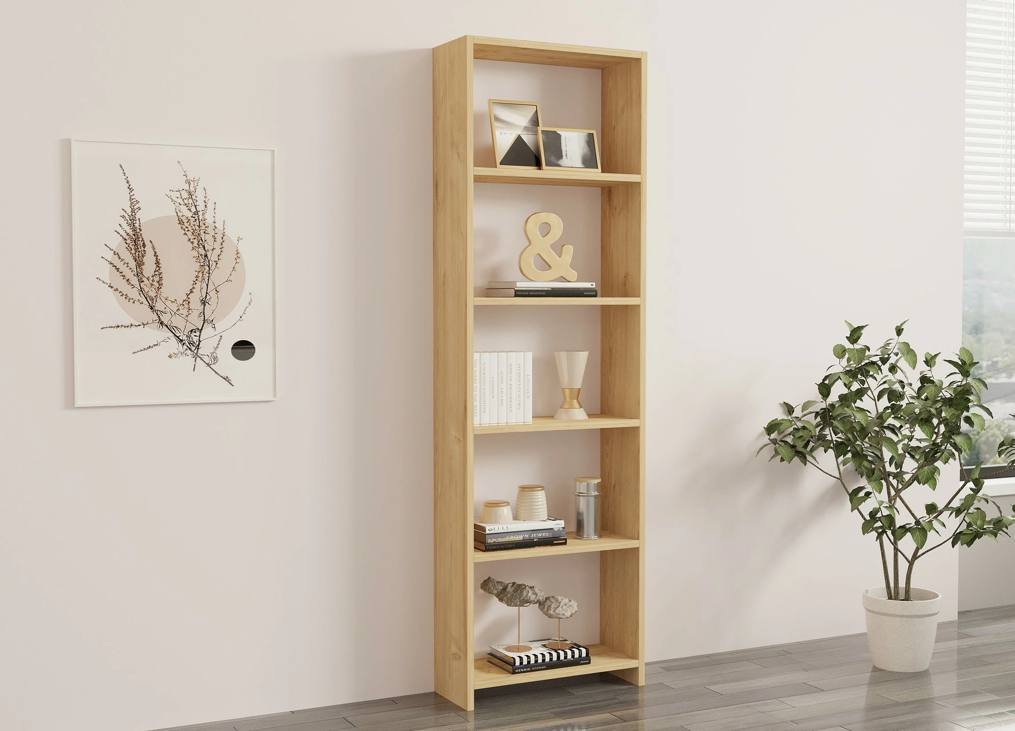 Raft librash Hanah Home, ngjyrë lisi, i ri