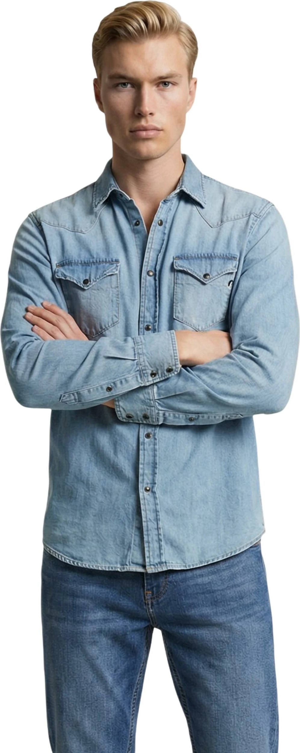 Këmishë për meshkuj Replay REGULAR M4860T.000.26C 12B, denim e çelët [Madhësia: XL]