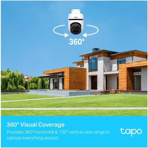 Kamerë sigurie TP-LINK Tapo C500, 1080p FHD, 360° Pan/Tilt, Wi‑Fi 2.4GHz, IP65, night vision 30m, microSD deri 512GB, bardhë/zezë