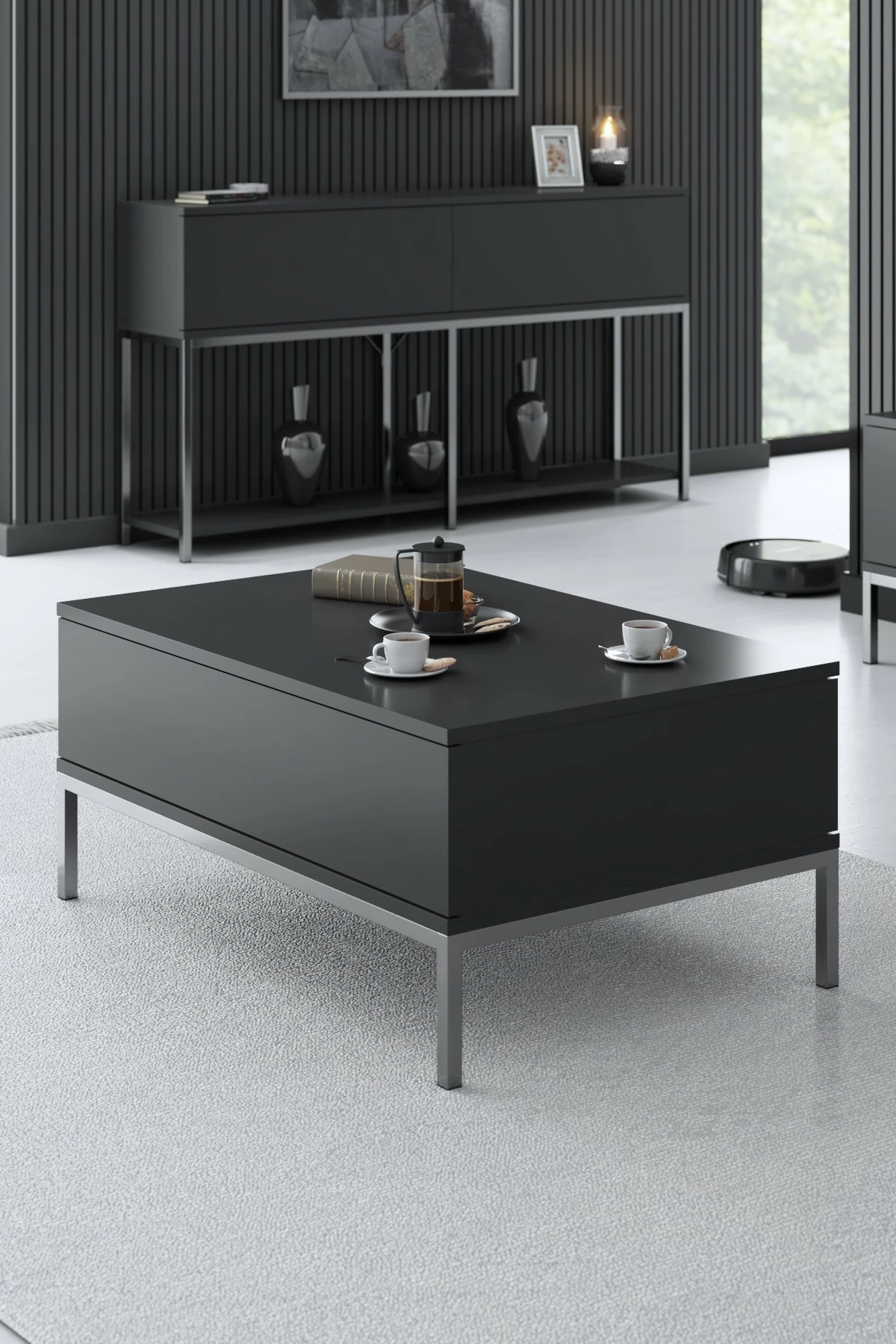 Set mobiljesh për dhomë dite, Hanah Home Lord, antracit, argjend