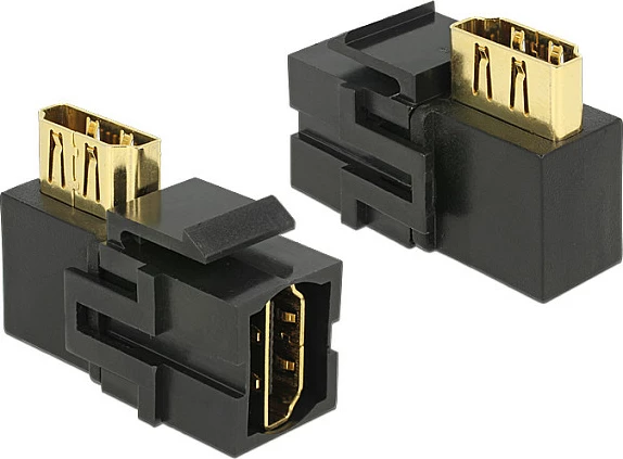 Adapter Keystone DeLOCK HDMI në HDMI, 90°, kontakte të arta, i zi