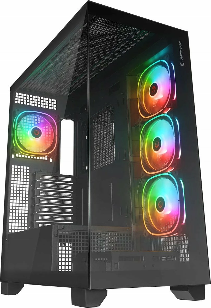 Kasë Rampage Hydra V1 Midi Tower ARGB 4x ventilator, USB-C, e zezë