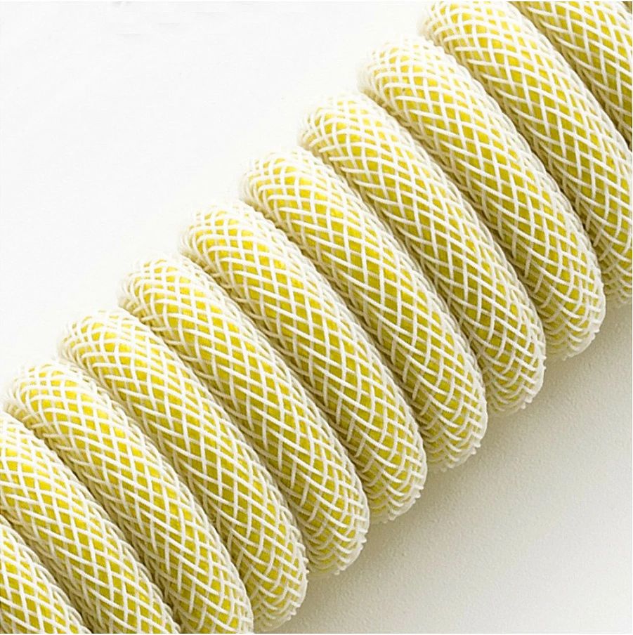 Kabllo tastiere CableMod PRO Coiled USB-C në USB-A, 150cm, Lemon Ice
