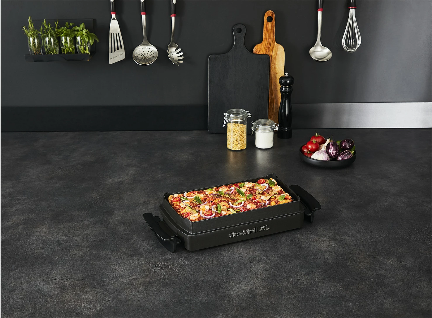 Tavë pjekjeje Tefal XA7278, për OptiGrill XL, drejtkëndëshe, e zezë