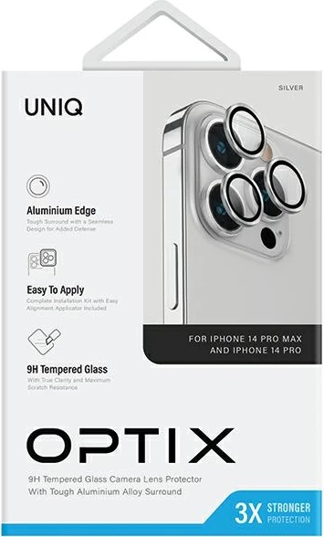 Mbrojtës lentash UNIQ Optix për iPhone 14 Pro / 14 Pro Max, alumini, argjend