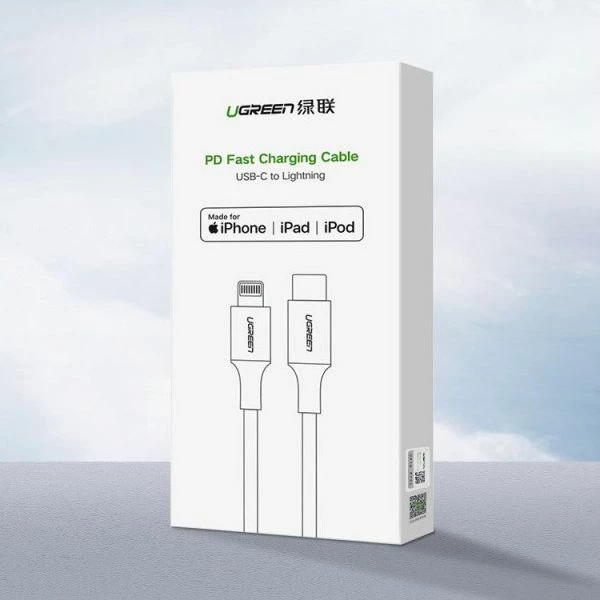 Kabëll Ugreen 107697 USB-C në Lightning MFi 1 m 3A/36W, Argjendtë