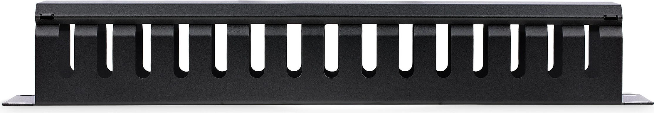 Panel menaxhimi kabllove rack StarTech 2U Finger Duct horizontal me kapak, 19", i zi