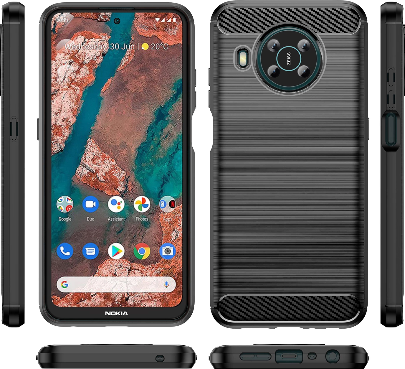 Mbështjellës Hurtel Carbon Case për Nokia X100, i zi